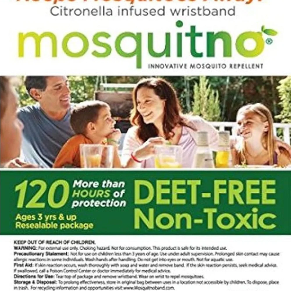 10 Mosquitno Natural Citronella Mosquito Repellent Wristbands for Kids Assorted